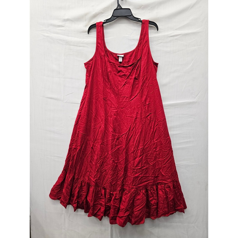 Ava & Viv Womens Sleeveless Ruffle Midi Dress Red Rayon Blend Casual Size 18